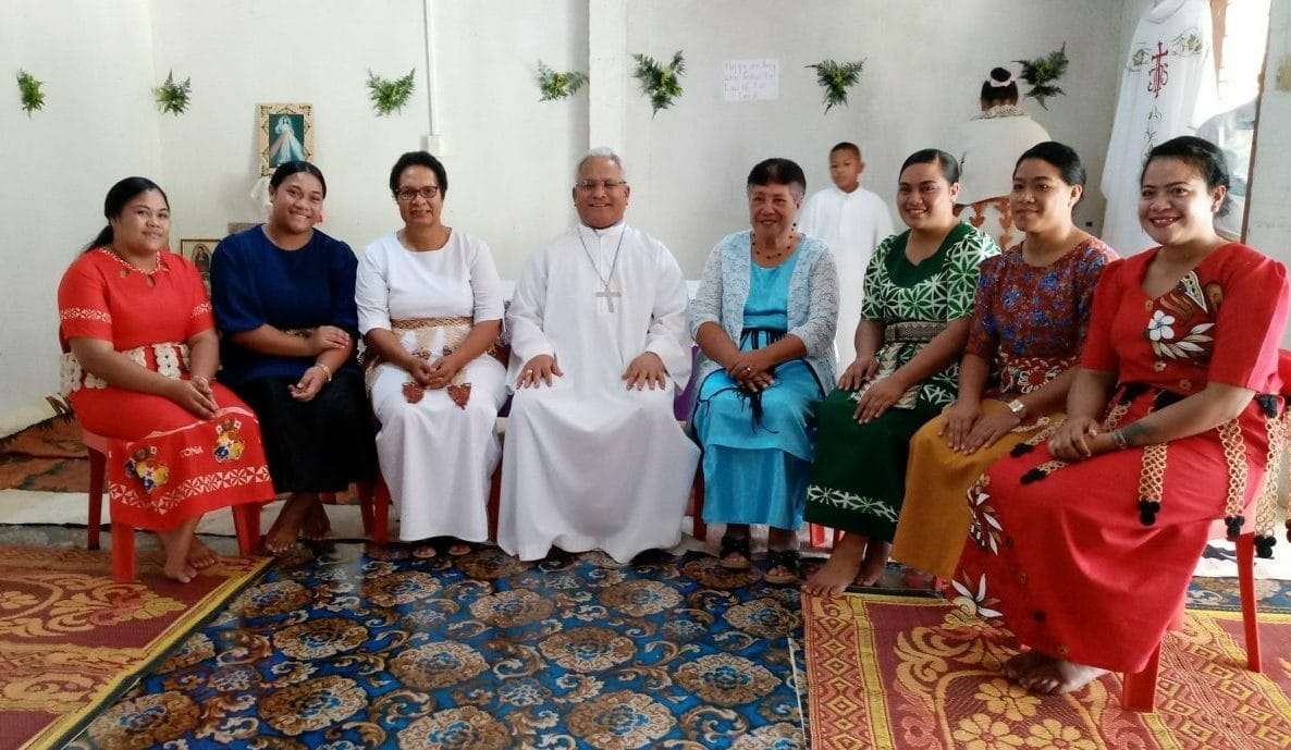 Commission member Sinelelea Fe'Ao together with Cardinal Mafi and team at opening of Life Formation program for girls and women victims of violence and abuse.